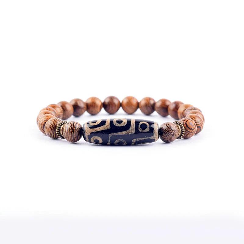Natural Green Dongling Three-eyed Dzi Beads Bracelet Women Tibetan Buddha Agate Prayer Meditation Wish Jewelry for Man Gift - Buddha bead​