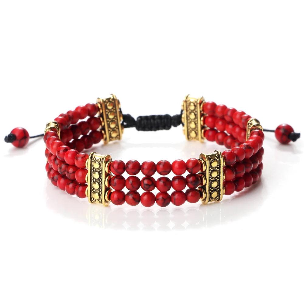 Natural Stone Beads Bracelet 4mm Malachite Black Lava Yoga Energy Hot Couple For Women Men Jewelry Braided Rope Knot Bangle Gift - Buddha bead​