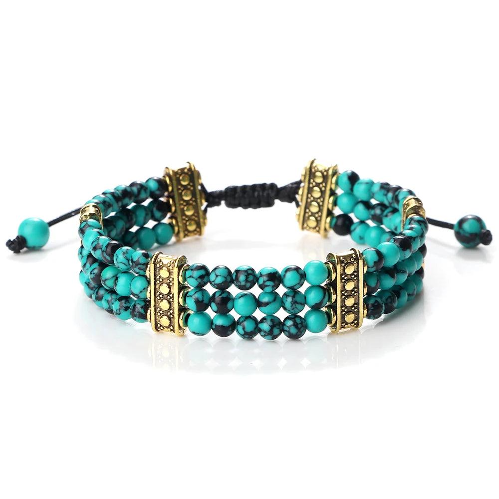 Natural Stone Beads Bracelet 4mm Malachite Black Lava Yoga Energy Hot Couple For Women Men Jewelry Braided Rope Knot Bangle Gift - Buddha bead​