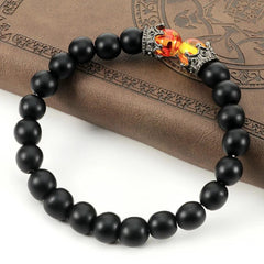 Black Volcanic Crown Bracelet Charm Tiger Eye Beads Lava Rock Bracelet For Men Women Braided Bracelets Handmade Jewelry Pulseira - Buddha bead​