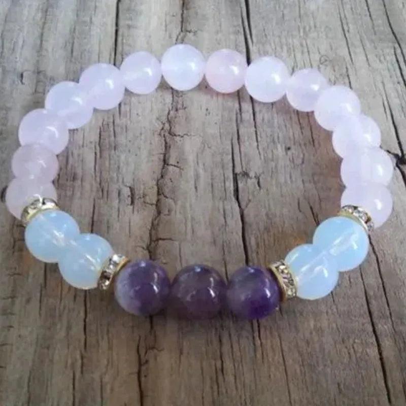 Black Tourmaline, Hematite, Rose Quartz & Lepidolite Bracelet/Healing, Depression, Anxiety, Protection, Empath Bracelet - Buddha bead​