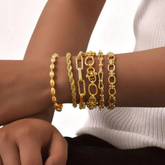 Statement Stainless Steel Chain Bracelet for Women, Vantage 18k Gold Plated Elegant Jewerlry - Buddha bead​
