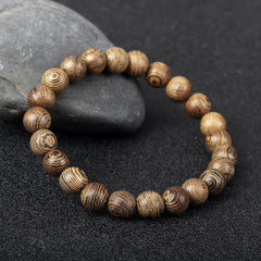 Vintage Men Bracelet 6 8 10 12mm Natural Wood Bead Tibetan Buddha Bracelet Charm Wood Beads Ethnic Tribal Wristbands Men Jewelry - Buddha bead​