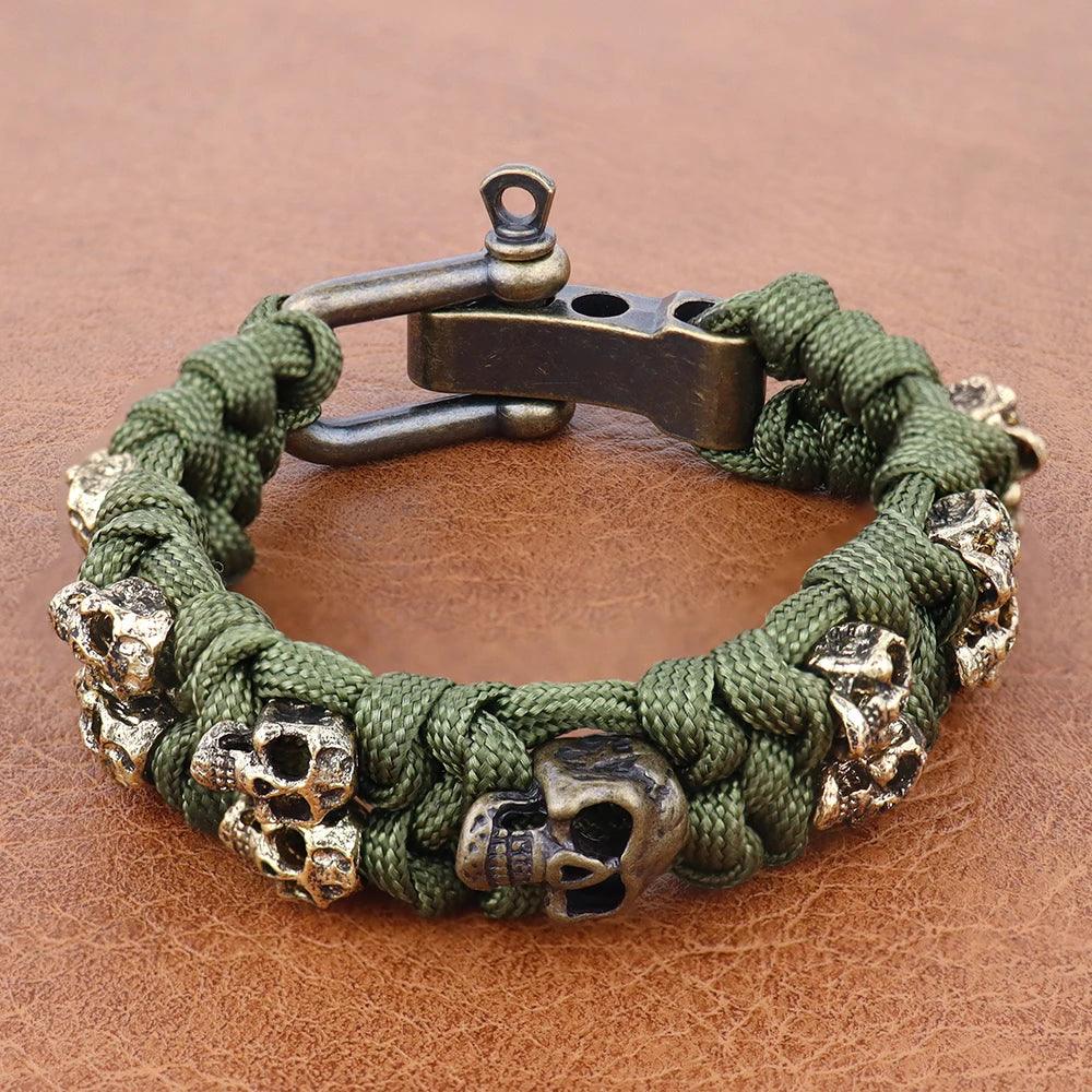 Unique Design Skull Bracelets Men Vintage Adjustable Handmade Woven Bracelet Punk Rock Motorcycle Male Jewelry Gift Dropshipping - Buddha bead​