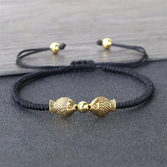 Lucky Red String Bracelet Fashion Double Koi Fish Charm Handmade Bangles Friendship Couple Jewelry Gift Braided Rope Bracelets - Buddha bead​