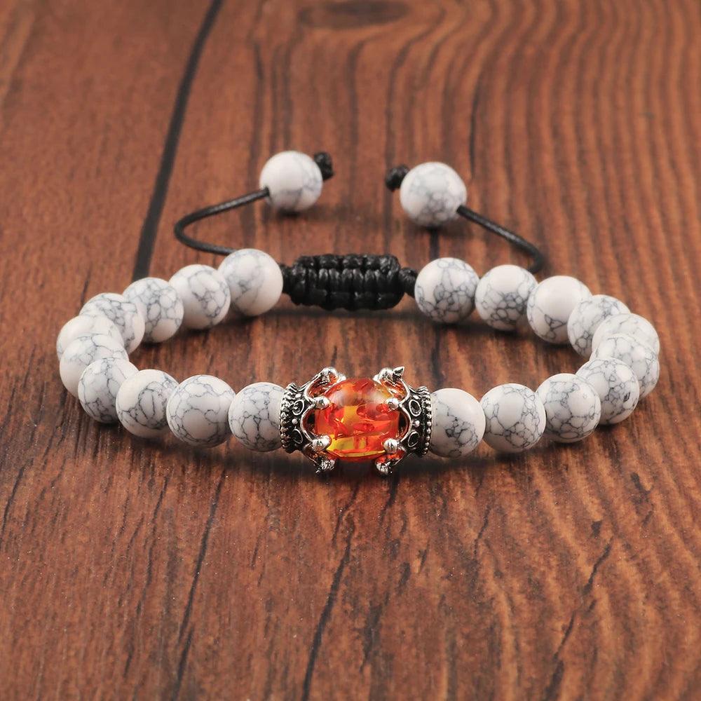 Black Volcanic Crown Bracelet Charm Tiger Eye Beads Lava Rock Bracelet For Men Women Braided Bracelets Handmade Jewelry Pulseira - Buddha bead​