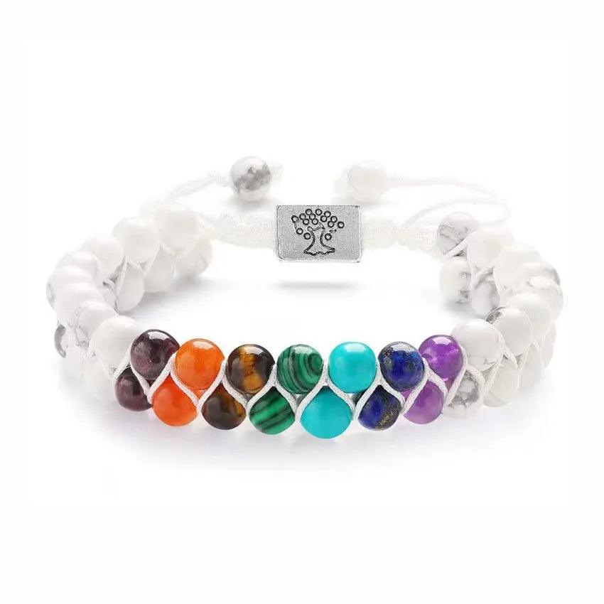 Top Plaza 7 Chakra Treatment Crystal Bracelet Yoga Stone Adjustable Beads Bracelet Meditation Relaxation Anxiety Women's Bracele - Buddha bead​