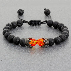 Black Volcanic Crown Bracelet Charm Tiger Eye Beads Lava Rock Bracelet For Men Women Braided Bracelets Handmade Jewelry Pulseira - Buddha bead​