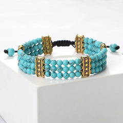 Natural Stone Beads Bracelet 4mm Malachite Black Lava Yoga Energy Hot Couple For Women Men Jewelry Braided Rope Knot Bangle Gift - Buddha bead​