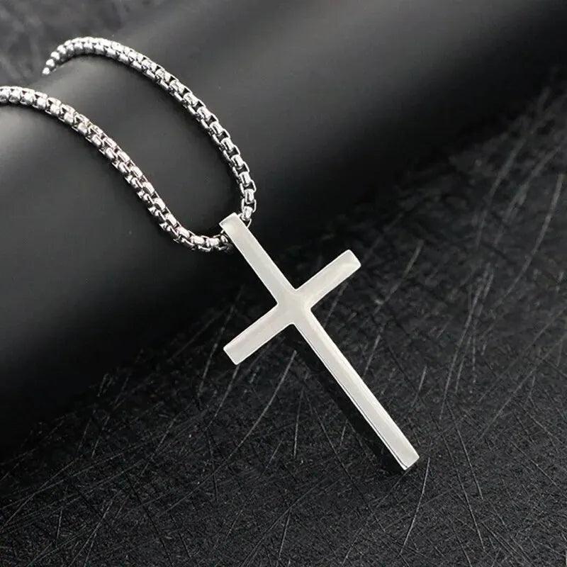 Simple Geometric Cross Pendant Necklace For Women Metal Jewelry Silver Color Chain Choker Men Party Gift Accessories - Buddha bead​
