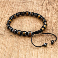 Handmade Man Jewelry Tiger Eye Stone Hematite Braided Bracelet Charm Bracelet for Couple - Buddha bead​