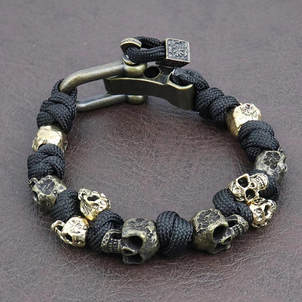 Unique Design Skull Bracelets Men Vintage Adjustable Handmade Woven Bracelet Punk Rock Motorcycle Male Jewelry Gift Dropshipping - Buddha bead​