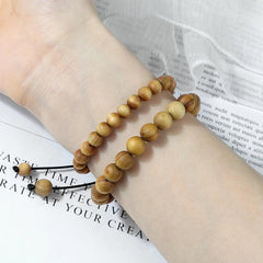 High Quality Cliff Cypress Wooden Beads Bracelets Women Men Meditation Handmade Stretch Bracelets Healing Yoga Jewelry 6/8/10mm - Buddha bead​