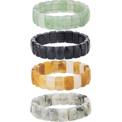 1pc creative overbearing punk Gothic retro natural stone crystal Obsidian tiger eye Rectangular hand row for women and men - Buddha bead​