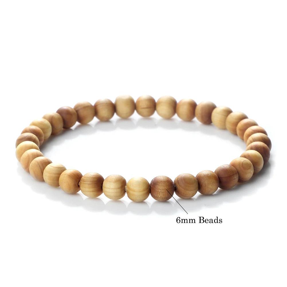 High Quality Cliff Cypress Wooden Beads Bracelets Women Men Meditation Handmade Stretch Bracelets Healing Yoga Jewelry 6/8/10mm - Buddha bead​