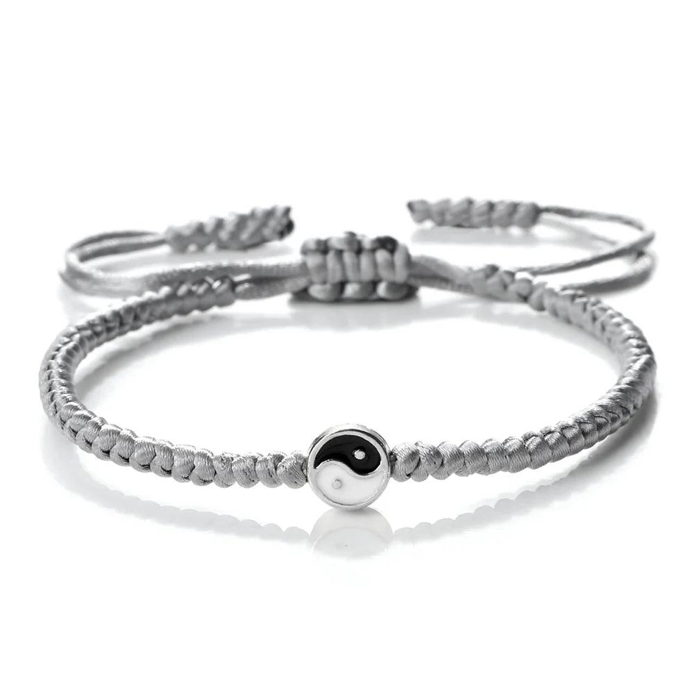 Yin Yang Tai Chi Gossip Bracelet Adjustable Black White Baided Rope Bangles for Women Men Jewelry Fashion Couple Bracelets Gifts - Buddha bead​