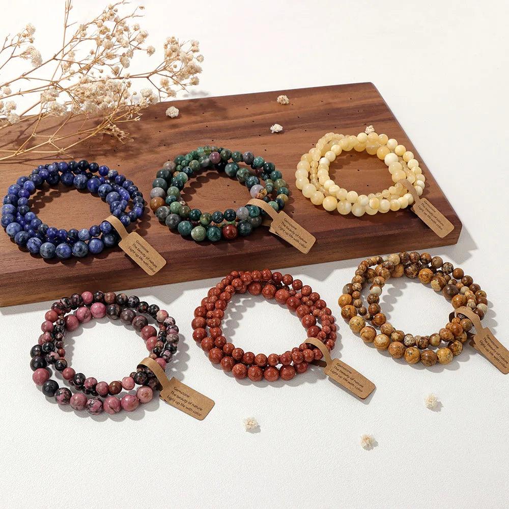 Pink Zebra Beads Bracelet Women 4 6 8mm Natural Stone Turquoises Agates Tiger Eye Quartz Beaded Bracelets Set Men Friend Jewelry - Buddha bead​