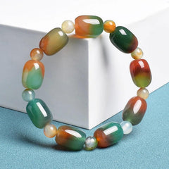 Natural Green Peacock Agates Bracelet Women Elegant Drum Barrel Shape Jade Beads Bangles Healing Energy Stone Jewelry Gifts - Buddha bead​