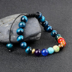 7 Chakra Healing Bracelets Men 8mm Natural Lava Stone Tiger Eye Beads Energy Bracelets Women Yoga Meditation Wrist Jewelry Gifts - Buddha bead​
