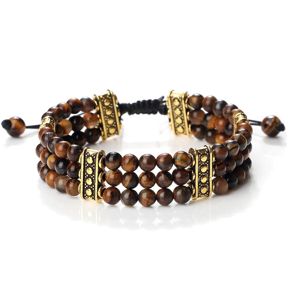 Natural Stone Beads Bracelet 4mm Malachite Black Lava Yoga Energy Hot Couple For Women Men Jewelry Braided Rope Knot Bangle Gift - Buddha bead​