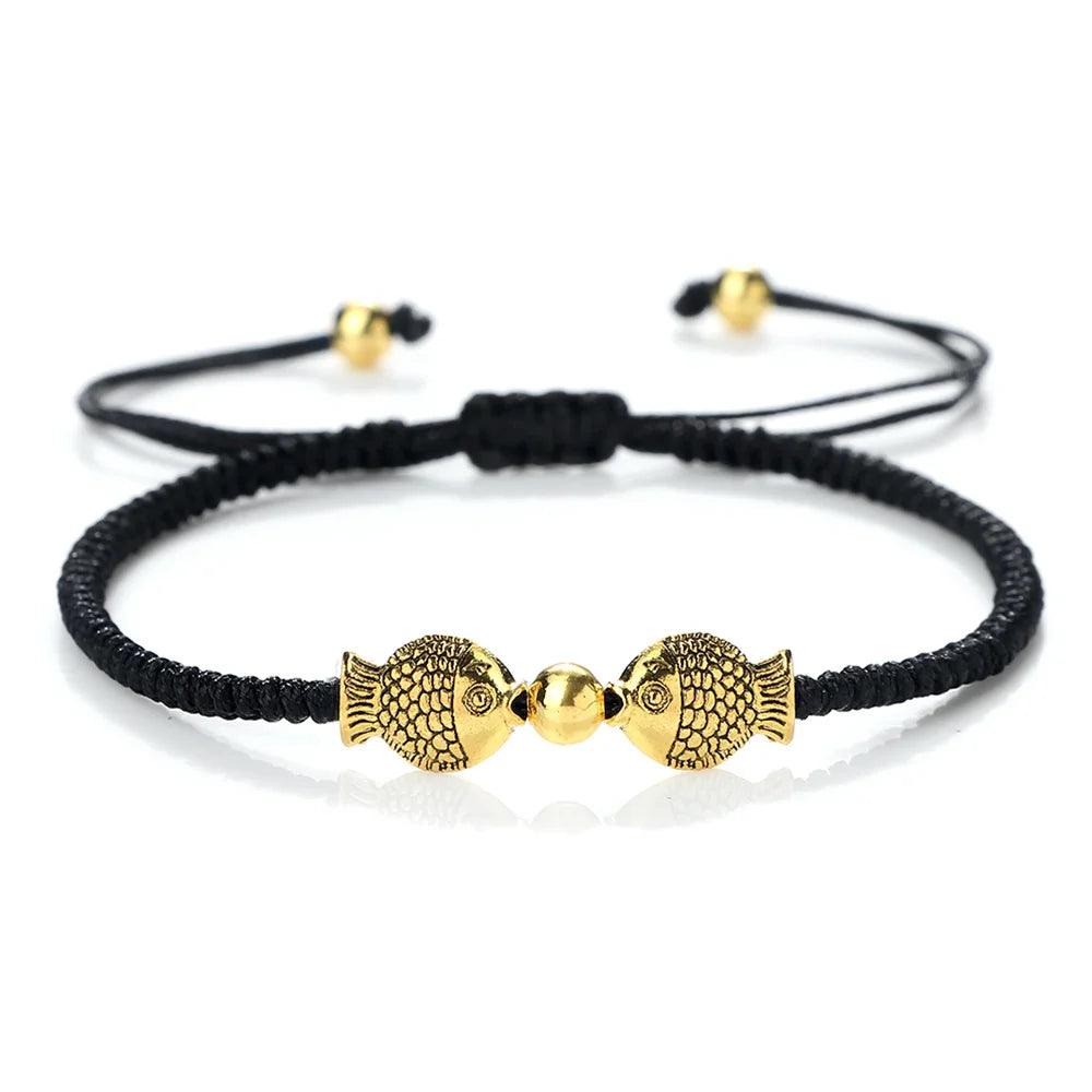 Lucky Red String Bracelet Fashion Double Koi Fish Charm Handmade Bangles Friendship Couple Jewelry Gift Braided Rope Bracelets - Buddha bead​